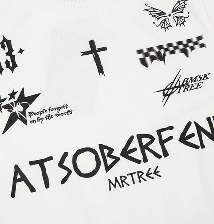 Letter Cross Print Tank Top - Loose Fit with unique graphic designs and cross print detail.