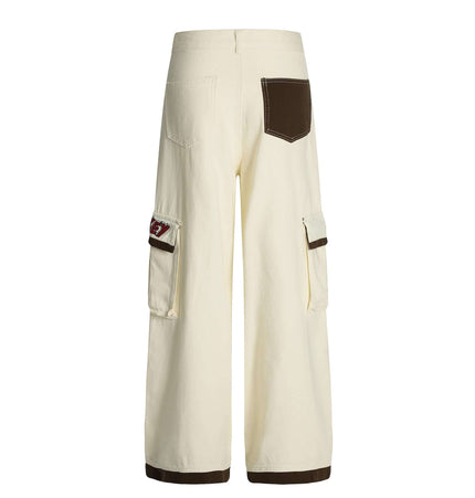 Loose Fit Cartoon Patchwork Pants back view showcasing patchwork details and spacious pockets.