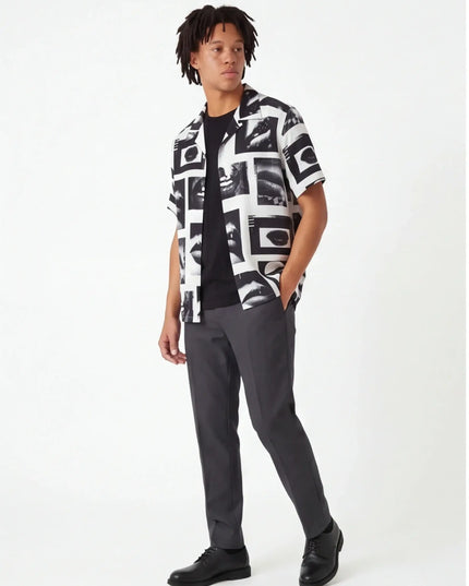 Maison Grozavu Crafted Ecru Shirt in signature tone — front view showing the reinforced stitching on the hem