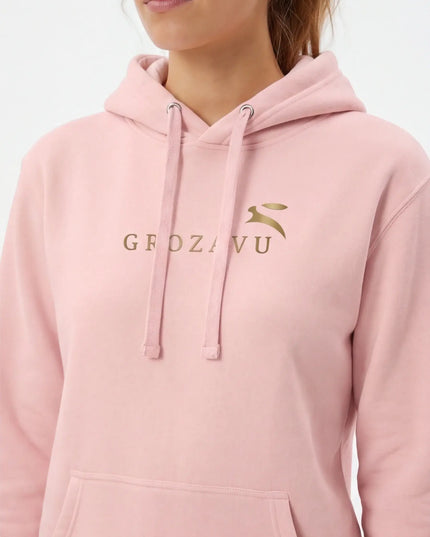 Front view of the Maison Grozavu Stark Chalk Hoodie in collection — showing the relaxed fit.