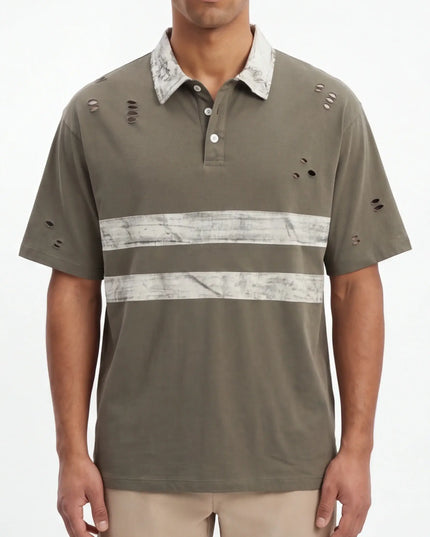 Front view of the Maison Grozavu Slate Tee Edition in shirt — showing the tailored hem.
