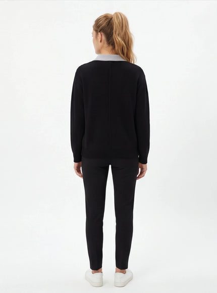 Pulover cu guler polo, tricotat japonez, fit esențial