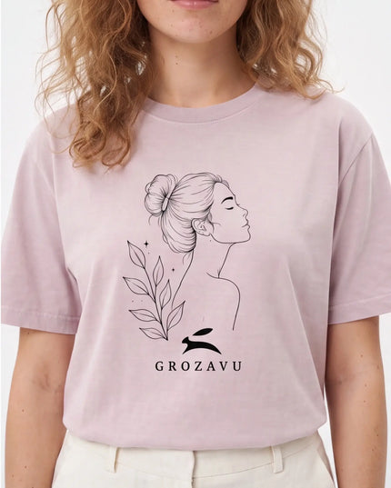 Bespoke Concrete Tee Washed Lavender — three-quarter lifestyle view showing the mid-length cut and oversized sleeve angle
