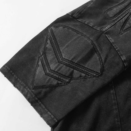 Close-up of the sleeve of a Mech Design Washed TShirt featuring a mechanical-inspired patch detail.