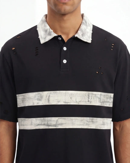 Front view of the Maison Grozavu Slate Tee Edition in shirt — showing the structural collar.