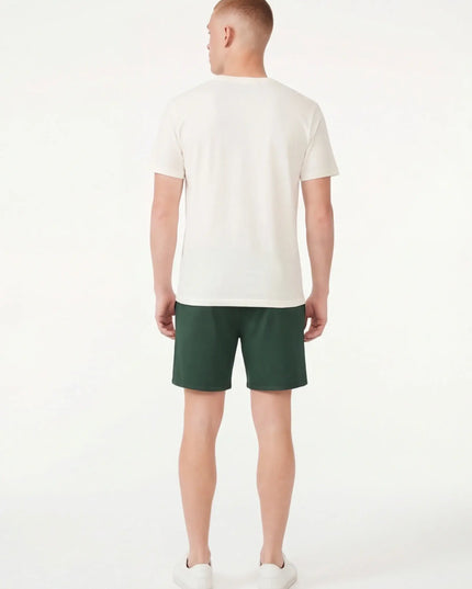 Rear view of the Maison Grozavu Sleek Umber Shorts in shorts — showing the tailored hem.