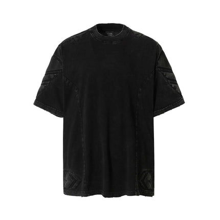 Mech Design Washed TShirt in black, featuring mechanical-inspired design and classic round neck.