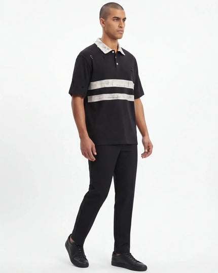 Front view of the Maison Grozavu Slate Tee Edition in shirt — showing the relaxed fit.