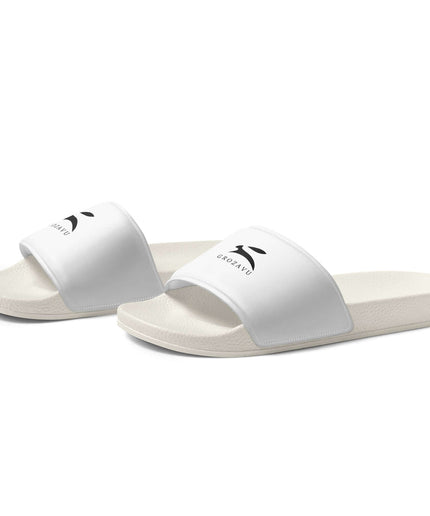 True Midnight Slides — left-side profile view showing sleeve angle and White fabric fall