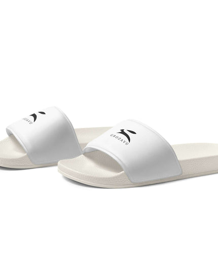 True Midnight Slides — left-side profile view showing sleeve angle and White fabric fall