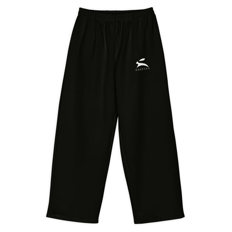 Grozavu wide-leg pants in 300 g/m2 cotton stretch, adjustable waist