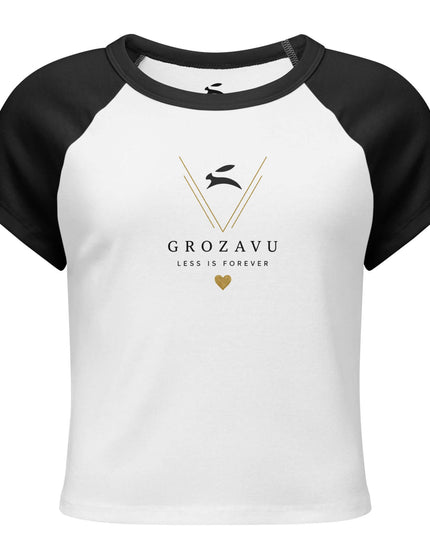 Grozavu Micro Rib Raglan Baby Tee in 183 g/m² micro rib cotton, White with black sleeves, front