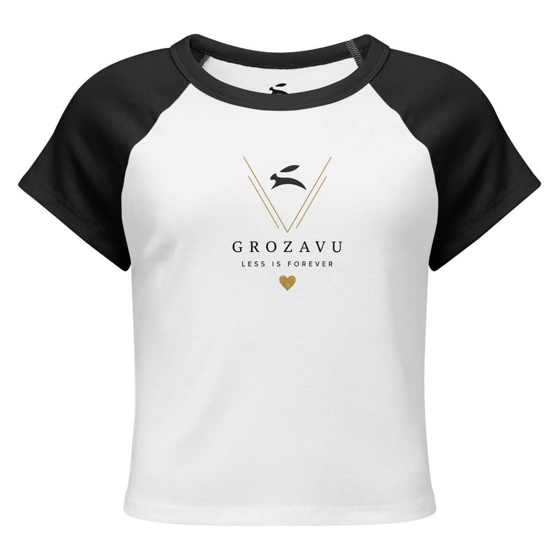 Grozavu Micro Rib Raglan Baby Tee in 183 g/m² micro rib cotton, White with black sleeves, front