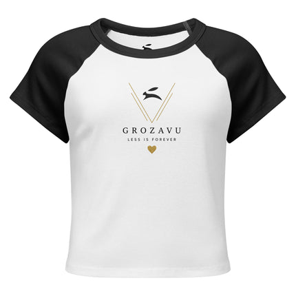 Grozavu Micro Rib Raglan Baby Tee in 183 g/m² micro rib cotton, White with black sleeves, front