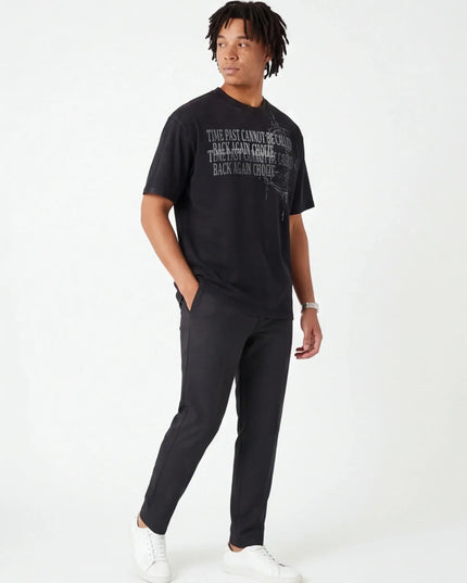 Maison Grozavu Formidable Onyx Top in black — front view showing the structured collar construction