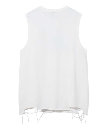 Maison Grozavu Resilient Top - Iron Silhouette in white — front view showing the seamless shoulder transition