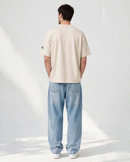 Back view of the Vintage White Icons Box Tee, boxy cut