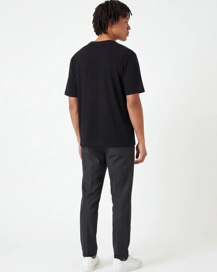 Maison Grozavu Onyx Crop Top Mark in black — rear view showing the premium woven texture