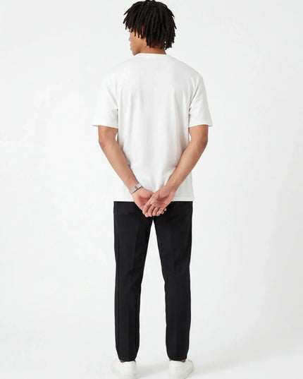 Maison Grozavu Onyx Crop Top Mark in white — rear view showing the subtle drape of the fabric