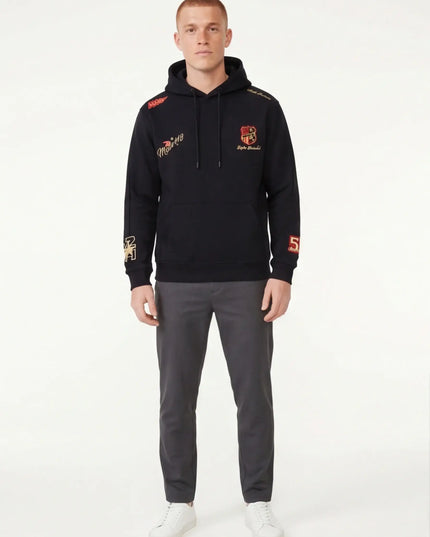 Maison Grozavu Ash Hoodie Drape in signature tone — front view showing the seamless shoulder transition