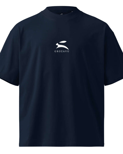 Front view of the Maison Grozavu Pure Carbon Tee in shirt — showing the relaxed fit.