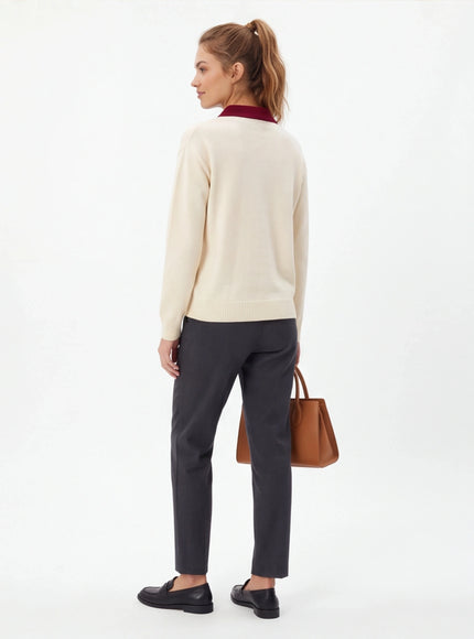 Pulover cu guler polo, tricotat japonez, fit esențial