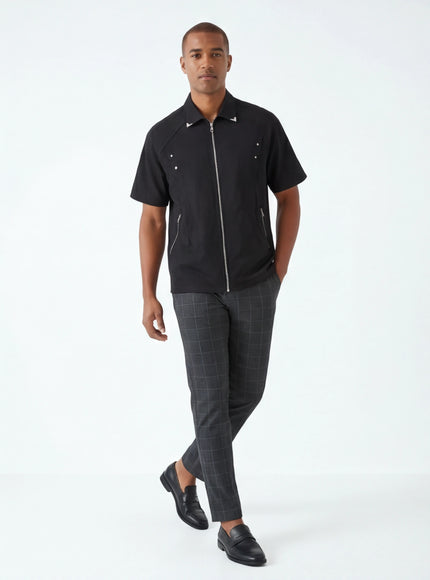 Blouse courte unique avec fermeture éclair à coupe parfaite