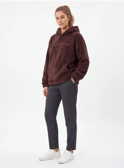 Back view of Apricot arctic fleece hooded sweatshirt by Grozavu