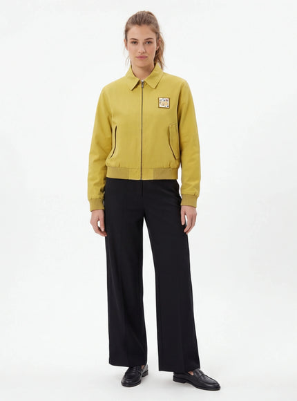 Back view of Apricot cropped tailored jacket by Grozavu