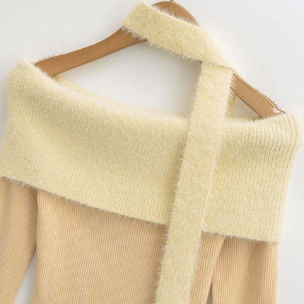 One Shoulder Long Sleeve Office Casual Top featuring a chic one-shoulder neckline and soft fabric.