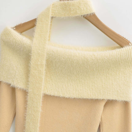 One Shoulder Long Sleeve Office Casual Top with a chic off-shoulder design and soft fabric, perfect for stylish office wear.