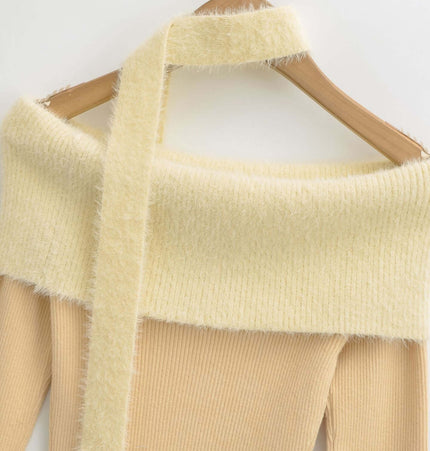 One Shoulder Long Sleeve Office Casual Top with a chic off-shoulder design and soft fabric, perfect for stylish office wear.