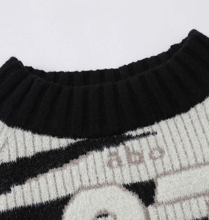 Close-up of the collar detail on the One-Shoulder Striped Knit Sweater – Slim Fit showcasing textured fabric.