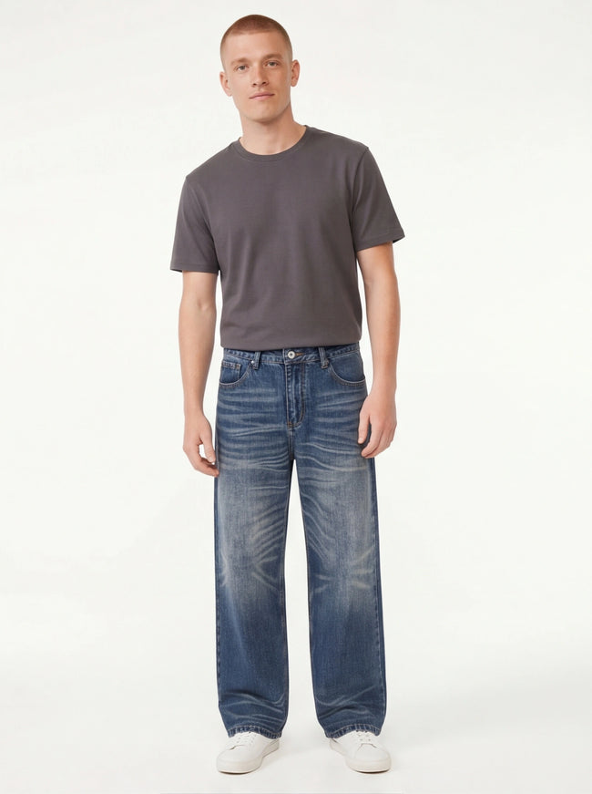 Must-Have Alte Gewaschene Denim-Beine