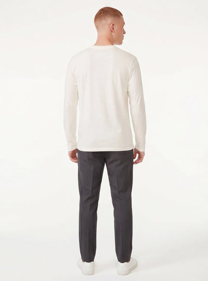 Model wearing White character printed t-shirt long sleeve by Grozavu