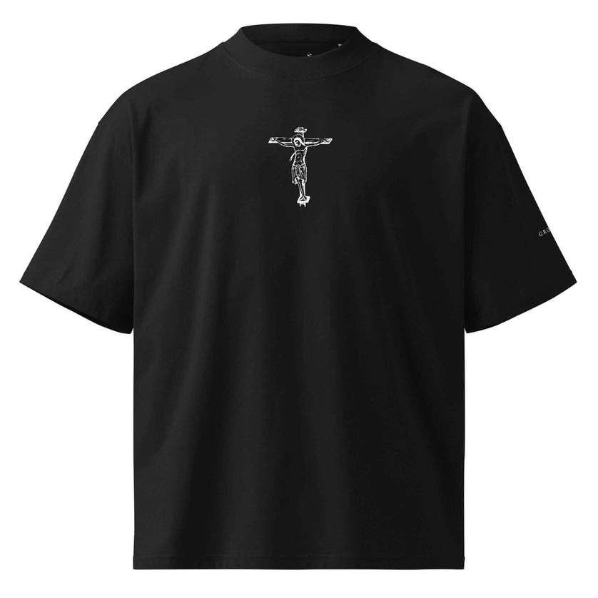 Front view of the Maison Grozavu Sophisticated Stone Tee in tee — showing the relaxed fit.