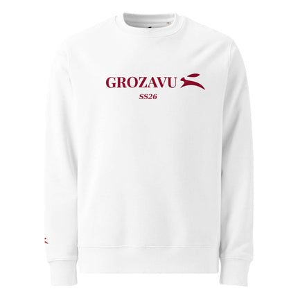 Grozavu Brushed Fleece Crewneck in 350 g/m² organic cotton, White, front