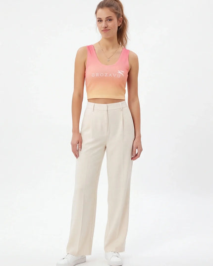 Front view of the Maison Grozavu Flint Crop Top Structure in fashion — showing the robust construction.