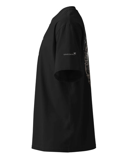 Front view of the Maison Grozavu Sophisticated Stone Tee in tee — showing the structural collar.
