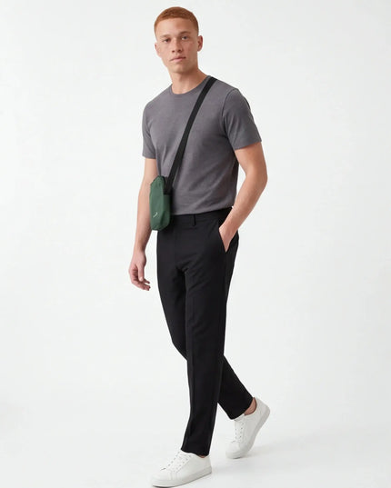 Front view of the Maison Grozavu Uncompromising Ash Bag in bag — showing the relaxed fit.