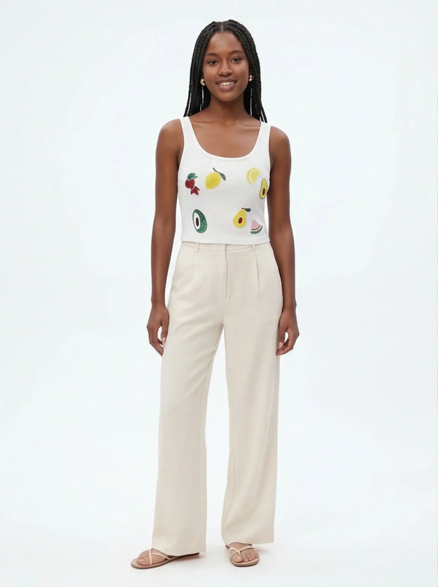 Archival Top - Clay Weave lifestyle image — the piece worn in context showing natural drape and proportions