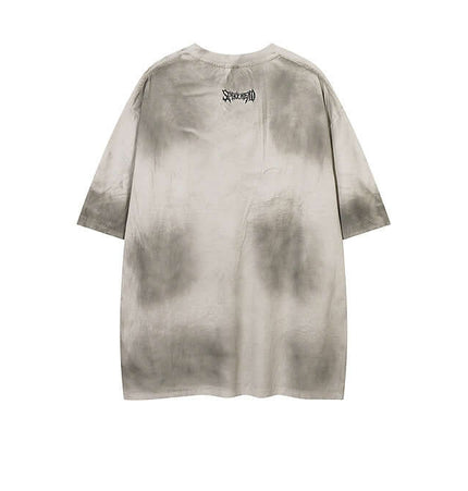 Patch Embroidery TShirt – Loose Fit in light grey with a relaxed oversized silhouette and letter patch detail.