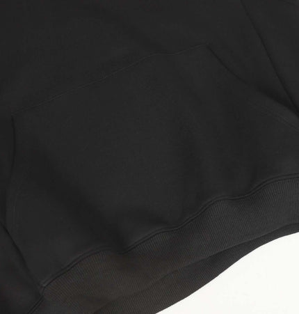 Patchwork Embroidered Hoodie – Loose Fit close-up of pocket design and fabric texture