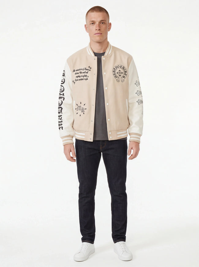 Veste en patchwork à manches en cuir incontournable