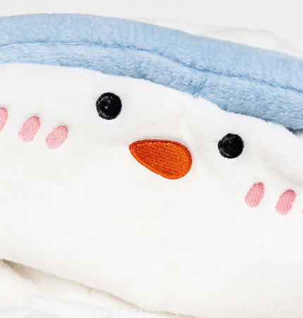 Plush Hooded Cotton Coat with a cute snowman face and cartoon features for a playful winter look.