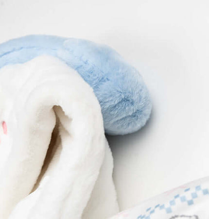 Close-up of the Plush Hooded Cotton Coat showcasing its cozy plush fabric and playful design.