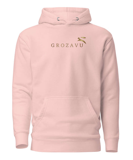 Front view of the Maison Grozavu Stark Chalk Hoodie in collection — showing the effortless drape.