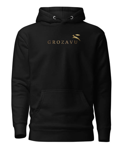 Front view of the Maison Grozavu Stark Chalk Hoodie in collection — showing the refined stitching.