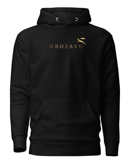 Front view of the Maison Grozavu Stark Chalk Hoodie in collection — showing the refined stitching.