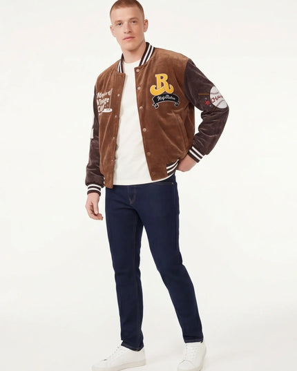 Front view of the Maison Grozavu Marble Jacket Issue in jacket — showing the effortless drape.